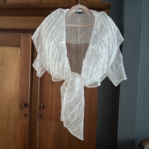 Samuel Dong Sheer White Women's Shrug